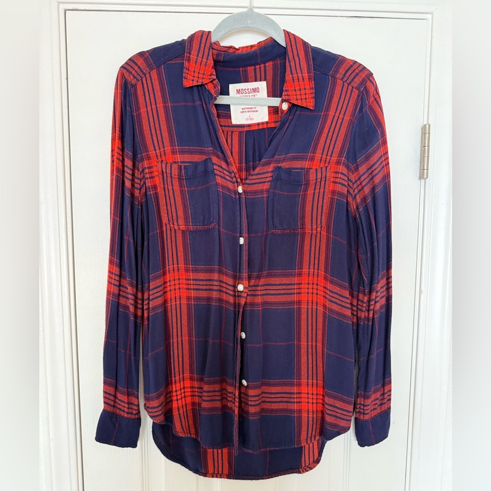 Mossimo Supply Co. Red and Blue Boyfriend Fit Shirt